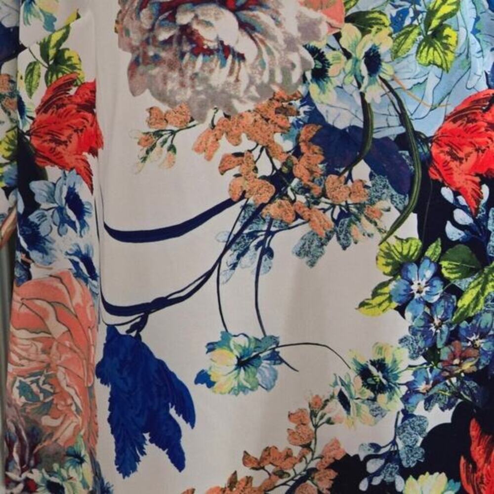 ROZ & ALI Floral Print Tunic Dress Half Sleeve Knee Length Colorful Plus Size 16 - Picture 6 of 8